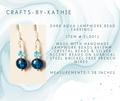 Dark Aqua lampwork bead earrings