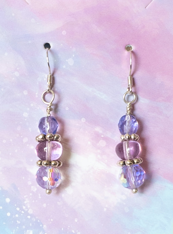 Light Purple Dangle Beaded Earrings