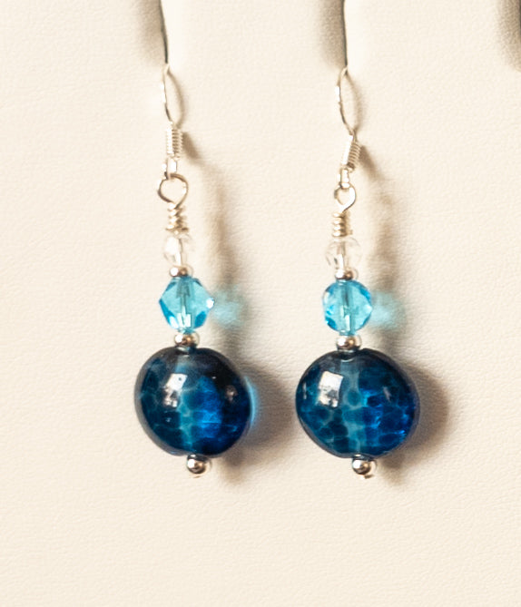 Dark Aqua lampwork bead earrings