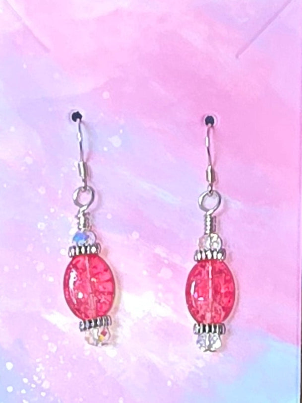 Pink & Silver Dangle Earrings