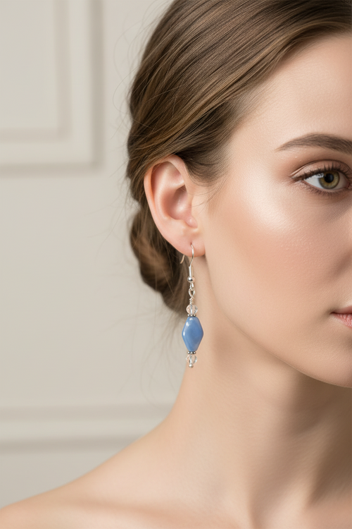 Blue twisted Dangle Beaded Earrings