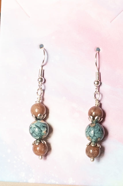 Stone Bead Dangle Earrings
