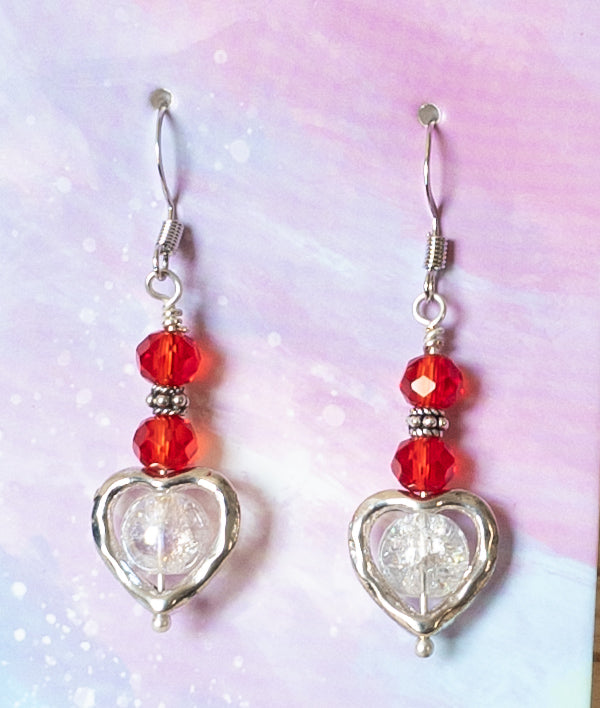 Heart Frame Beaded Earrings
