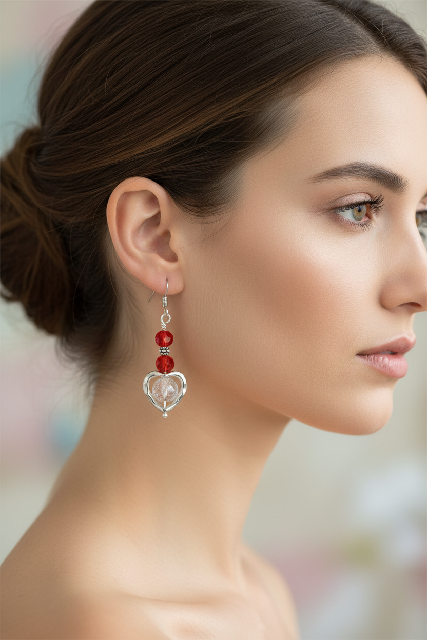 Heart Frame Beaded Earrings