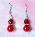 Red Dangle Beaded Earrings