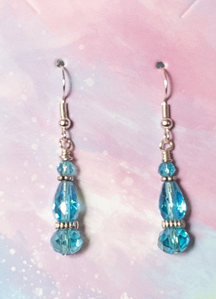 Aqua Crystal Dangle Earrings