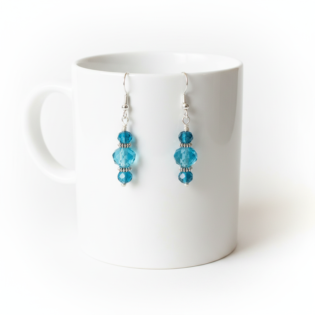 Aqua Dangle Beaded Earrings